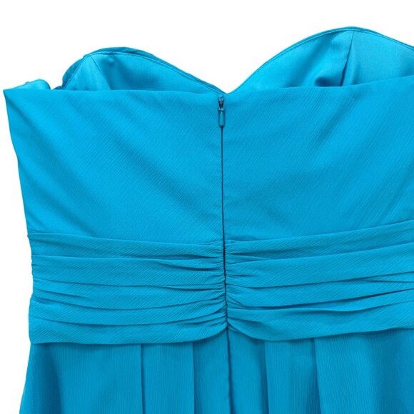 Davids Bridal Strapless Crinkle Chiffon Dress Malibu Front Cascade Size 10 - Picture 16 of 16